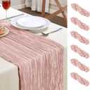 6 Pack Dusty Pink Mothers Day Cheesecloth Table Runner 10FT Long Boho Gauze Table Runner Rustic Sheer Runner for Spring Wedding Bridal Baby Shower Birthday Holiday Party Table Decor Easter Decor