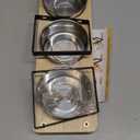 Elevated Cat Bowls with 3 Stainless Steel Bowls, 15 Tilted Raised Cat Food Bowl Wood Pet Bowls with Stand Anti Vomiting 2 Stainless Steel Bowl for Cats and Puppy