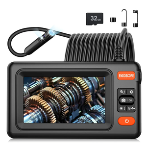 Dual Lens Endoscope Camera with Light, 1920P HD Borescope Camera with 4.3" LCD, 8 Adjustable LEDs, 16.4FT Semi-Rigid Cable & 32GB Card-IP67 Waterproof Inspection Borescope for Sewer/Drain/Pipe