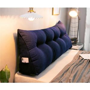 Triangular Wedge Headboard Pillows Twin XL Dorm Navy Blue Wedge Pillow for College Large Daybed Cushion with Side Pockets Removable Cover, 39 * 20 * 8in
