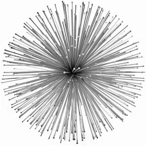 Modern Day Accents 5151 Erizo Spiked Medium Silver Sphere, Coffee Table Room Decor, Silver Decor, Table Decor, Shelf Decor, Modern Decor, Starburst Centerpiece, Spike Ball Decoration, Home, 8" D