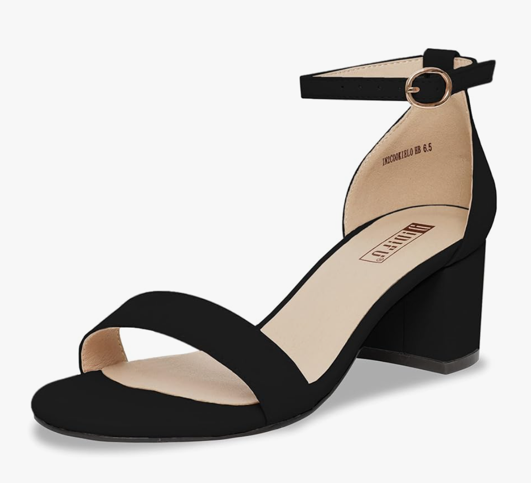 IDIFU Women's Cookie-LO Low Block Heels Chunky Sandals Ankle Strap Wedding Dress Pump Shoes, 9,5