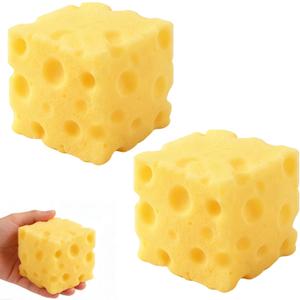 3 x 2Pcs ﻿Yellow Cheese Squeeze Toy, Soft Cheese Squishy Toy, Rebounding Sensory,Help for Relax,Focus, Sensory Cheese for & Adults, Cheese Cubes Squishy Toys,Stress Balls for Adults (2 in)