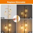 ROTTOGOON Dimmable Boho Floor Lamp - 3 Light Farmhouse Rattan Floor Lamp for Living Room, Industrial Tree Floor Lamps with 3 X 6W LED Bulbs, Rustic Standing Tall Lamp for Bedroom, 68", White