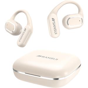 SANSUI AI Translation Earbuds Real Time,6-in-1 Bluetooth 6.0 Language Translator Earbuds,Audifonos Traductores Ingls Espaol,Translate Ear Buds with 42H Playtime for Travel,Learning(Ivory White)