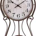 Lily's Home Antique Metal Pendulum Wall Clock - Elegant Regulator Clock for for Living Room & Home Decor & Kitchen Decor & Wall Dcor, Medium