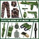 Army Costume for Boys, Halloween Costumes for Kids, Military Costumes with Accessories, Compass, Binocular, Intercom Etc, Army Suit Uniform Gifts Toy for Boys Girls 3-12 (Large)