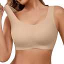 Wireless Bras for Women No Underwire Seamless Full Coverage T-Shirt Pullover Sleep Bra Comfort Lounge Bralette(Skin,M)