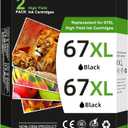 67XL Replacement for Hp 67xl Black Ink Cartridge Works for HP DeskJet 2755e 2700 2855e 2800 4155e 4255e 2755 2852e Envy 6055e 6000 6455e (2 Black)
