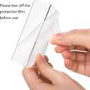 Hedume 50 Pcs Clear Sign Display Holder with 50 Pcs Blank Labels, 3.6" x 2.5" Horizontal Slanted Back L-Shape Acrylic Name Card Price Card Tag Label Counter Top Stand for Office, Restaurant, Store