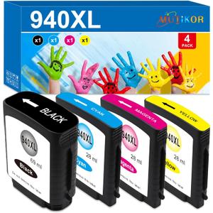 940 Ink Cartridge XL Replacement for HP 940XL Ink Cartridge Compatible for HP Officejet Pro 8000 8500 8500A 8500A Plus Printer, 940XL Ink Cartridges Combo Pack
