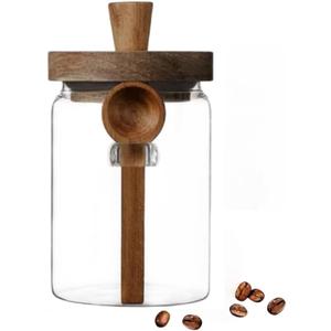 ANSQU Glass Jar with Lid, 20.3oz Food Storage Containers Coffee Jar Coffee Grounds Container, Glass Food Storage Canister, Cute Jar (1 Pack)