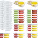 36 Pcs Reusable Snack Containers, 2 Compartment Condiment Containers with Lids for Refrigeration, Portion Control, Outdoor Takeaway Sauce Dip Case.