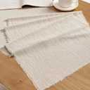 Vitalizart Beige Table Runner 14 x 72 Inches Long Slub Texture Cotton Linen Table Runner for Rustic Home Decorations Dining Room Wedding Decor Reception Bridal Shower Thanksgiving Christmas