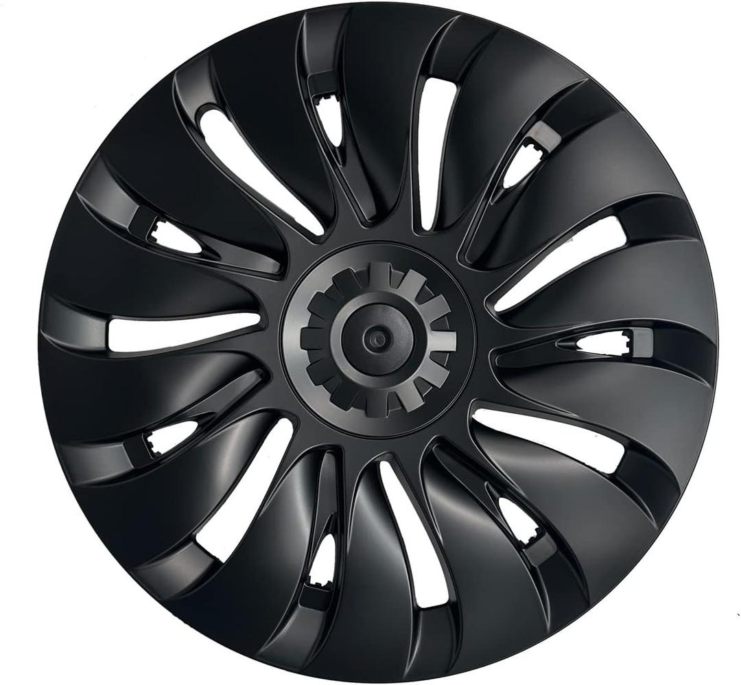 KAVANIC Fits for Tesla Model Y Wheel Cover Hubcap 19 Inch Matte Black Support Logo Symmetry Design (1 PCS-Side 1) Uberturbine Style 2020-2024 Model Y Gemini Wheel Cover Replacement, KA4-MY-UT-1PCS-Side1