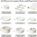 Bazova 22-Piece Pots and Pans Set Non Stick with Removable Handles, Ceramic Cookware Set, Large-Capacity & Non Toxic, Induction & RV Compatible, Dishwasher Safe, PFAS/PTFE/PFOA Free, White