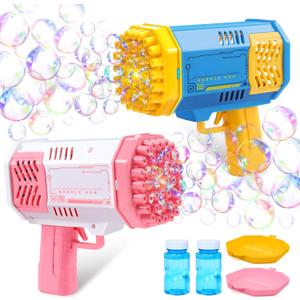 Sloosh 2 PCS Bubble Machine, Bazooka Rocket Shape Bubble Gun Toy for Kids Ages 4-8, Gifts, Adults, Party Favors, Summer, Wedding, Easter