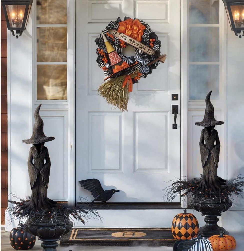 2 x Witch Statue-Halloween Resin Witch Statue-Collectible for Halloween Holiday Party Supplies & Spooky Seasonal Display