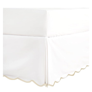 HIG Off-White Chic Twin XL Bed Skirt - Easy Fit Scallop Edge Pleated Bedskirts, 14 Inch Drop Anti-Slip Dust Ruffle, Thick Fabric for Enhanced Privacy, Pre-Washed for Long-Lasting Use(N60022)