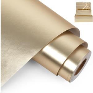 Aimyoo Gold Metallic Wrapping Paper Roll - 17 Inches X 60 Feet, Matte Solid Gold Color Paper for Birthday, Christmas, Wedding, Baby Shower, Holiday, Bridal Shower