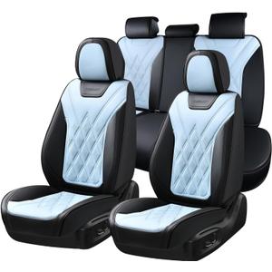 Coverado Car Seat Covers Full Set, Seat Covers for Cars, Front Seat Covers and Back Seat Cover Waterproof Leather Automotive Seat Cover, Universal Car Interior Protectors Cushion for Most Cars