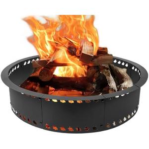 Outdoor Smokeless Fire Pit Ring 31 inch, Metal Steel Firepit Ring Insert Round Firepit Ring for Outside Wood Burning DIY Fire Pits Outdoor Fire Place for Camping Garden Patio Backyard