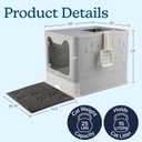 Enclosed Cat Litter Box - Foldable Litterbox with Lid, Cat Scoop, Mat, and Pull-Out Drawer for Easy Cleaning - Spacious Front Entry and Top Exit Litter Box Enclosure - Pet Supplies by PETMAKER (Gray)
