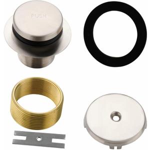 Hidrop Tub Drain Tip Toe Bathtub Drain Conversion Kit Assembly, Brushed Nickel Replacement Bath Drain Trim Kit with Single Hole Overflow Faceplate and Universal Fine/Coarse Thread Assembly