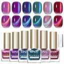 Cat Eye Nail Polish Set, Quick Dry Magnetic Nail Polish Non Gel with Magnet, Multi-Color Holographic Glitter Cateye Nail Lacquer High Glossy DIY Salon Gift for Women Girl,Non Gel-Cat Eye Iridescent Galaxy