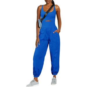 ReachMe Womens Running Onesie Athletic Romper Pants Hiking Outfits One Piece Workout Jumpsuits with Pockets (Medium, Royal)