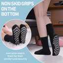 Yebing Non Slip Hospital Socks for Women with Grips Fuzzy Cozy Anti Skid Slipper Socks Winter Warm Soft Fluffy Sleep Socks (Black)