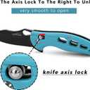 ALBATROSS Premium Hunting Folding Pocket Knife - EDC with Axis Lock, 3" Black Steel Blade, Blue FRN Handle, Quick Flipper Opening & Deep Carry Clip for Outdoor Camping, Fishing, Everyday Carry - FK036BC-BE