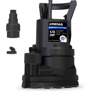 MEDAS Portable Sump Pump for Swimming Pool, Garden Pond, Basement Water Removal with 10ft Power Cord 1/3HP