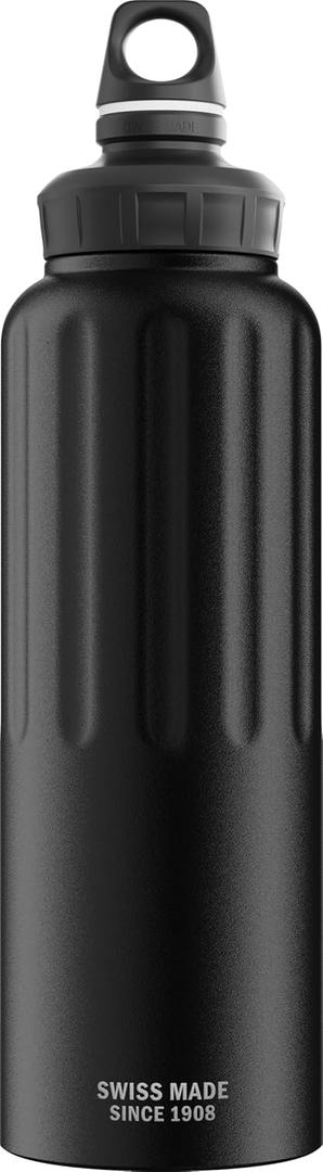 SIGG - Outdoor Water Bottle - WMB Traveller 51 OZ - Swiss Made - Carbonated Drinks - Leakproof, Recycled, Carbon Neutral (Black)