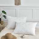 King Pillow Shams 2 Pack, King Size Pillowcases, Soft Microfiber Geometric Tufted Pillow Covers with Envelope Closure, White, 20x36 Inches (No Insert)