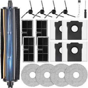 19 Pcs TriCut Brush Accessories Kit for Dreame X40 Ultra/X40 Master/L40 Ultra/Mova P10 Pro Ultra/Mova P50 Pro Ultra, include 1 Brush, 4 Dust Bags, 4 Filters, 4 Mop Pads, 4 Side Brushes, 2 Tools