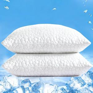 QUTOOL Double Sided Cooling Pillow for Hot Sleepers, Shredded Memory Foam Pillows Queen Size Set of 2, White