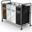 ROMOON Laundry Hamper Sorter Cart: 4-Section Organizer with Heavy-Duty Lockable Wheels and Removable Bags | 180L Rolling Laundry Basket for Dirty Clothes in Laundry Room or Small Spaces (Multicolor), Without Hanging Bar