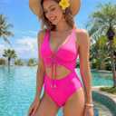 Blooming Jelly Womens Sexy One Piece Swimsuit Drawstring Bathing Suit Cut Out Suit Swim Suits 2026 (Small, Pink)