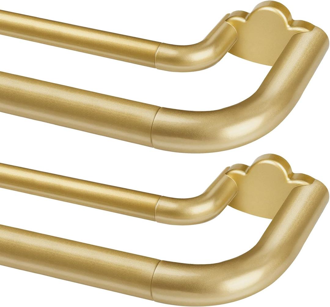 Double Curtain Rods 2 Pack 48 to 84 Inches, HOTOZON Blackout Double Curtain Rods for Windows 36 to 80 Inches (3-6.6 ft), 6/8 Inches Wrap Around Room Darkening Telescoping Drapery Rod, Gold
