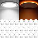 Meconard 24 Pack 6 Inch 5CCT LED Recessed Ceiling Light with Night Light, 2700K/3000K/3500K/4000K/5000K Selectable Ultra-Thin Lighting, 12W=110W, 1050LM, Dimmable Canless Wafer Downlight ETL&FCC