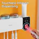 iHave Toothbrush Holder with Touchless Toothpaste Dispenser & UV Toothbrush Sanitizer for Bathrooms | 6-Slot Wall Mounted Organizer with Auto-Cycle Disinfection for Toothbrushes, Razor & 3 Cups