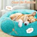 JOLLYVOGUE Calming Small Dog & Cat Bed for Indoor Cats - 20 inches Washable Donut Bed for Kittens & Puppies, Anti-Anxiety Round Fluffy Plush Pet Beds (Fits up to 15 lbs, Aqua Blue)