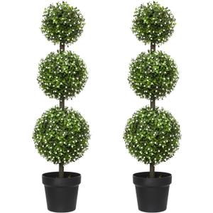 3FT Artificial Topiaries - Front Porch Plant, Outdoor Boxwood Topiary Trees Set of 2, Faux Boxwood Plants, Topiary Trees and Outdoor Artificial Plants for Front Porch, Patio and Garden Dcor