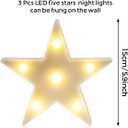 6 Pcs LED Stars Night Light Can Be Hung On The Wall Kids Room Room Light, Suitable for Birthday Party Holiday Decoration Baby Room Nursery Decoration (White Star-6pcs)
