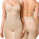 Irisnaya Shapewear Bodysuit for Women Tummy Control Backless Low Back Body Suits for Womens Full Body Shaper Body Suit (Beige, M)
