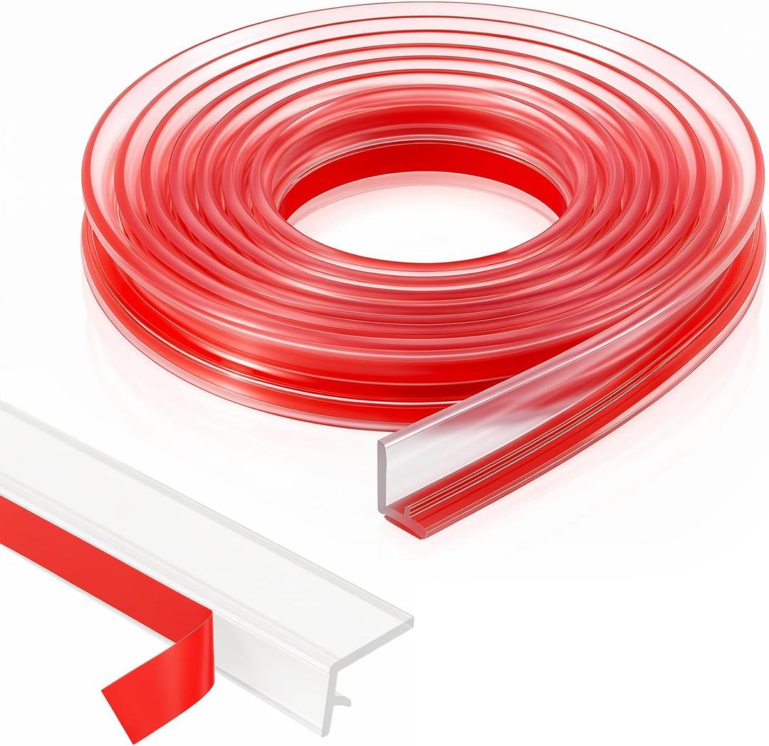 96 Inch L-Shape Shower Door Seal for 3/8 and 1/2 Glass
Clear PVC Side Seal for 3/8 and 1/2 Inch Frameless Glass, 96 Inch Trim-to-fit Strip with Adhesive Tape for Tile Installation