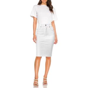 Hybrid & Company Women's Super Comfy Ultra Stretch Skirt Knee Length with Pockets (Size 4, White)