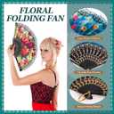 Geetery 30 Pcs Folding Hand Fan Bulk for Women Spanish Fans for Line Dancing Vintage Colorful Rave Foldable Cooling Accessory for Summer Tea Party Wedding Church Gifts(Floral,Colors Random)