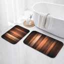Britimes Orange Copper and White Bathroom Rug Mat Set of 2, Vintage Stripe Design Washable Cover Floor Rug Carpets Floor Bath Mat Bathroom Decorations 16x24 and 20x32 Inches